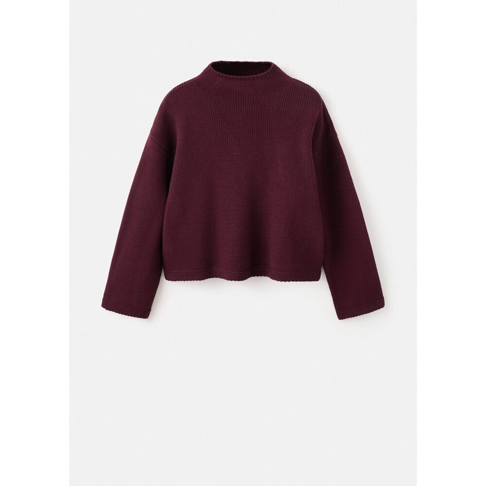 MANGO - Knitted sweater with perkins neck wine - S - Woman